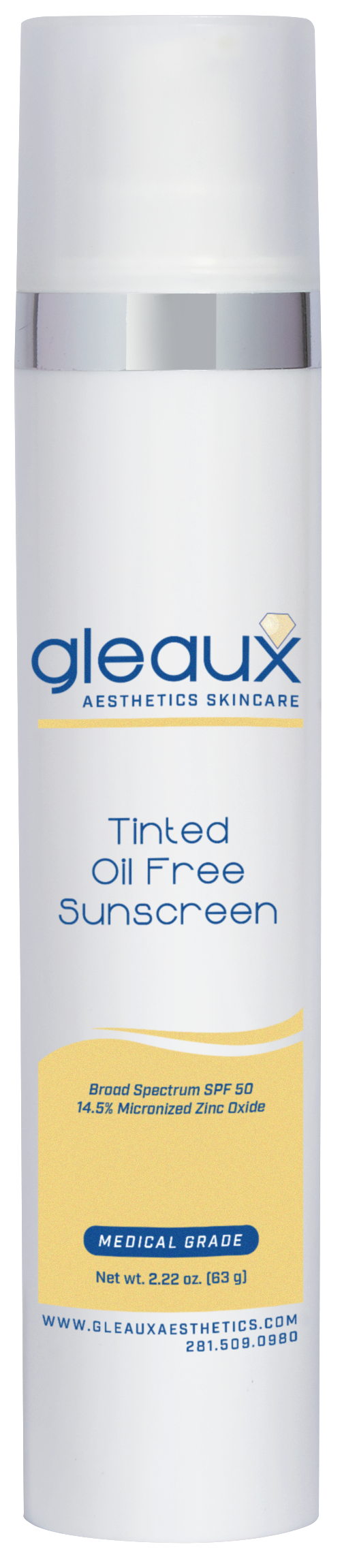 Oil-Free Tinted Sunscreen, SPF 50 Gleaux Aesthetics Skincare